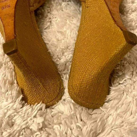 PRADA Calzature Donna Canvas Stone Embelished Wedge  Sandals size 37.5 /7 - Picture 7 of 7